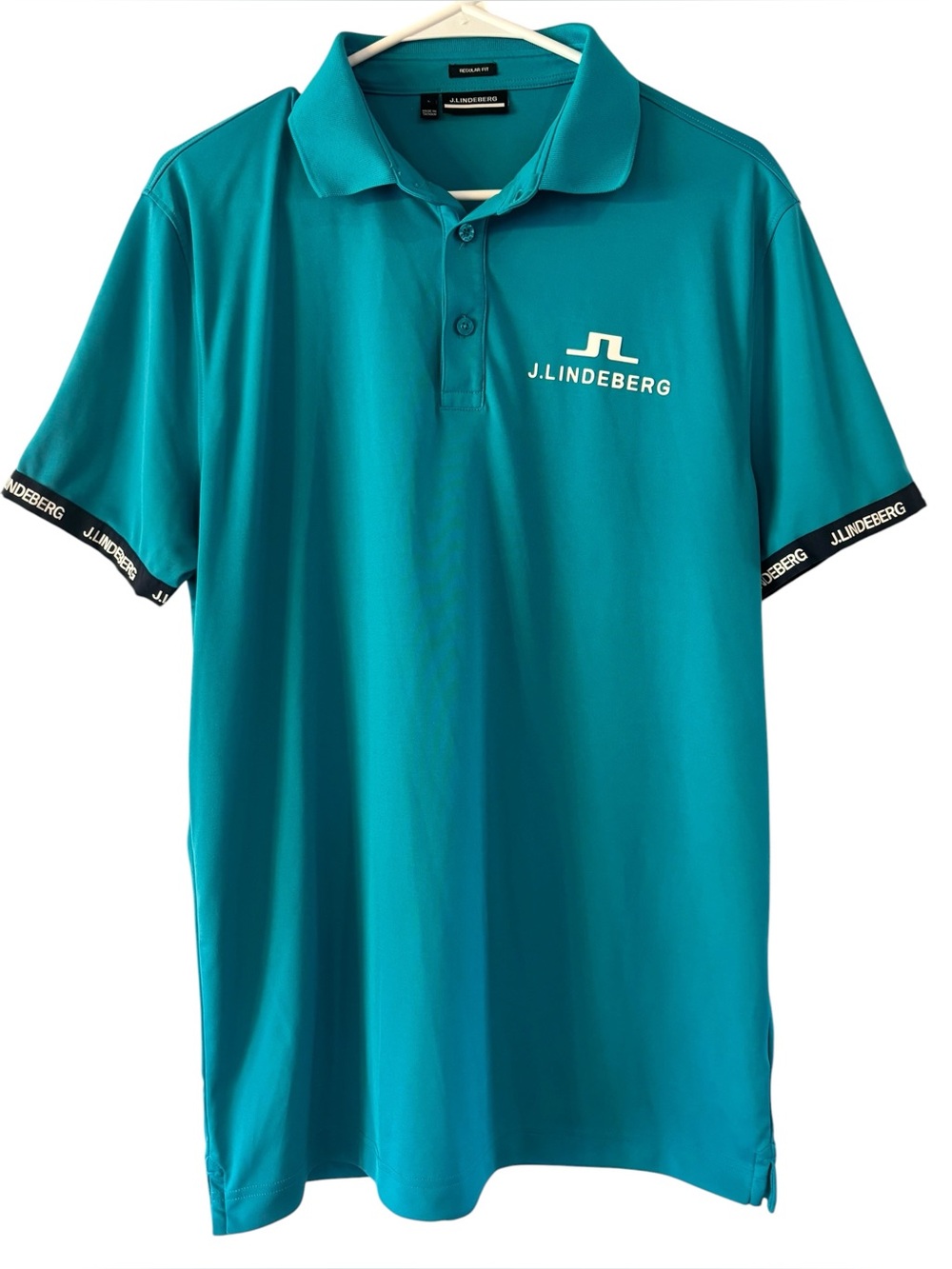 J.Lindeberg Men's‎ Teal Performance Polo Shirt Regular Fit Size Large